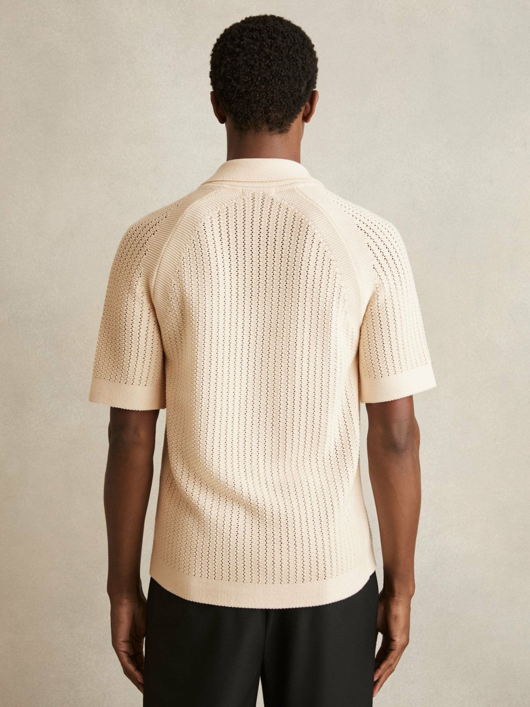 Reiss Cotton Textured-Knit Cuban-Collar Shirt in Light Stone