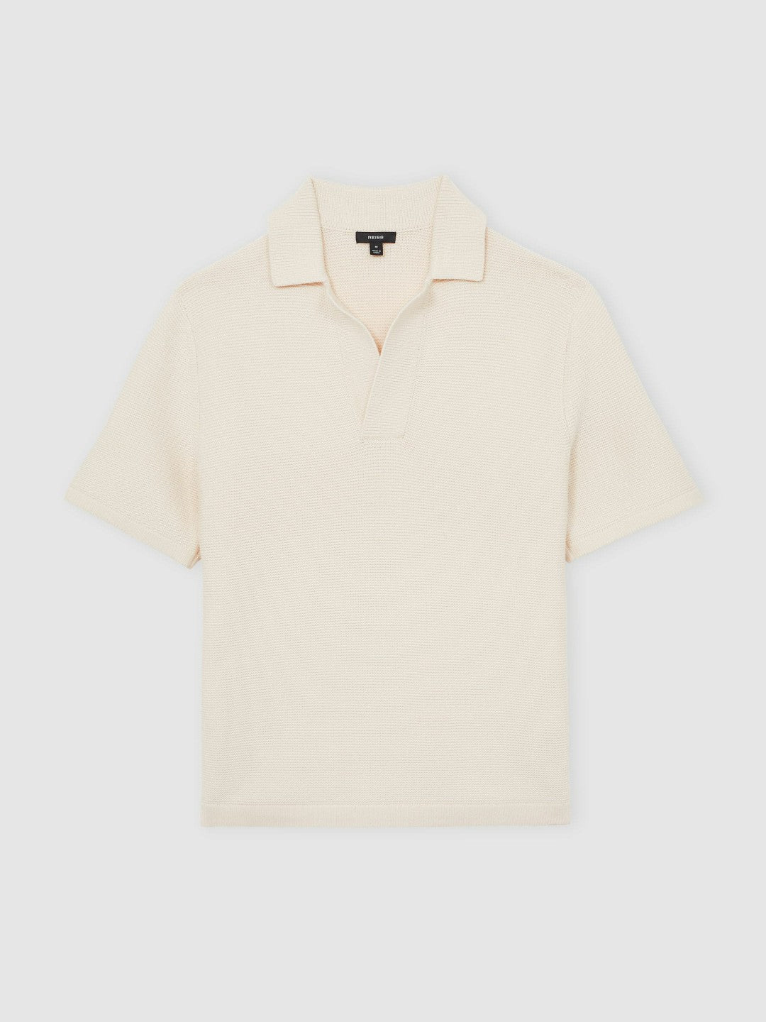 Reiss Oversize Textured Polo Shirt Cotton-Blend in Off White