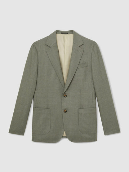 Reiss Wool-Blend Single-Breasted Blazer Slim-Fit in Sage Green