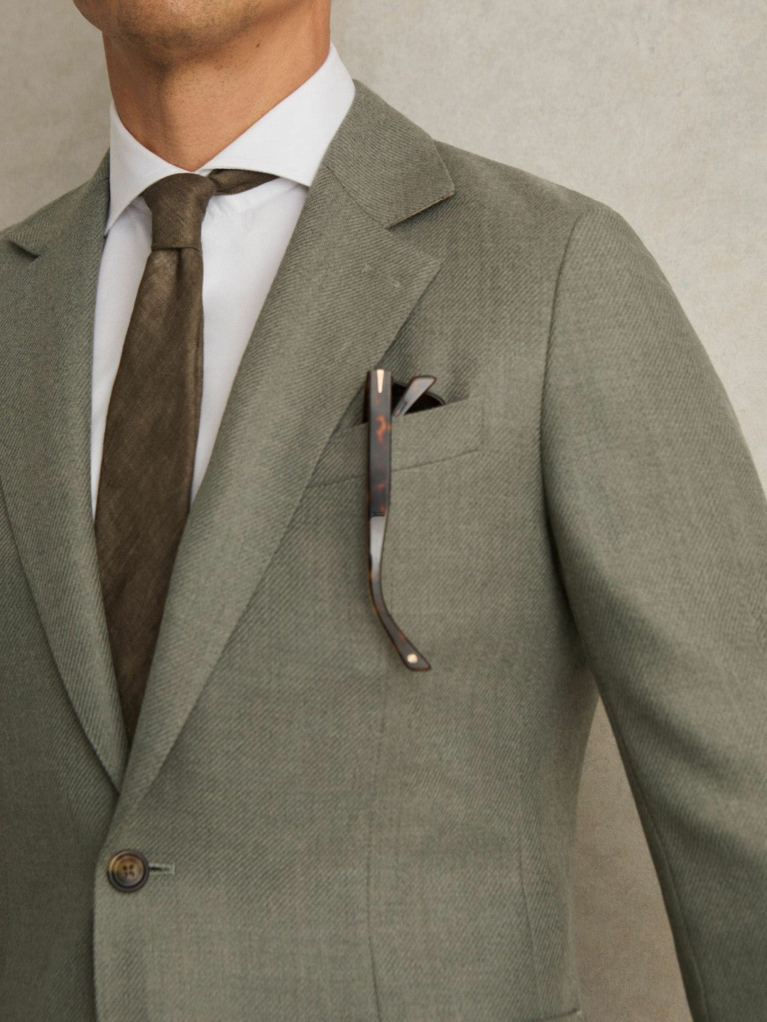 Reiss Wool-Blend Single-Breasted Blazer Slim-Fit in Sage Green
