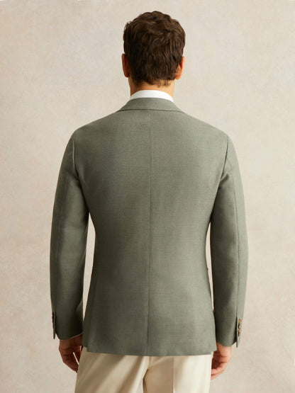 Reiss Wool-Blend Single-Breasted Blazer Slim-Fit in Sage Green