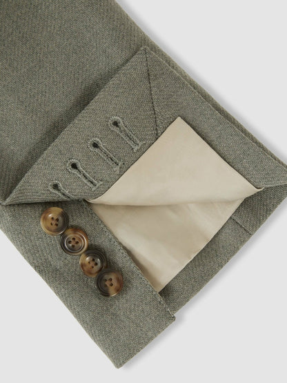 Reiss Wool-Blend Single-Breasted Blazer Slim-Fit in Sage Green