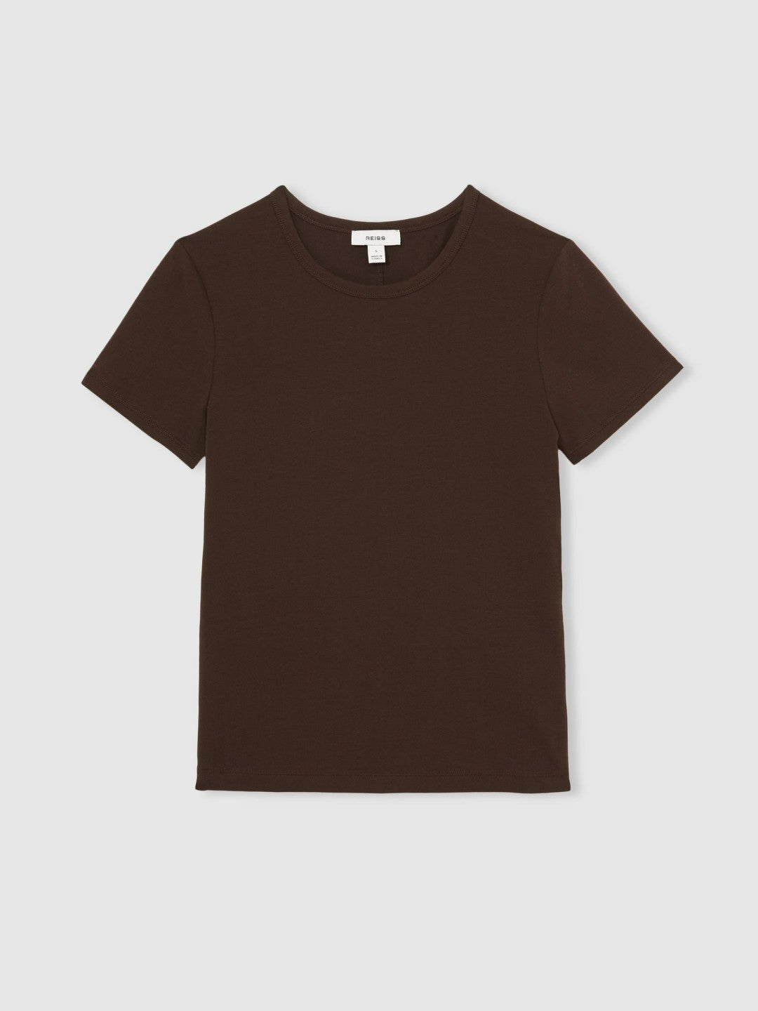 Reiss Stretch-Cotton Crew-Neck T-Shirt in Chocolate Brown