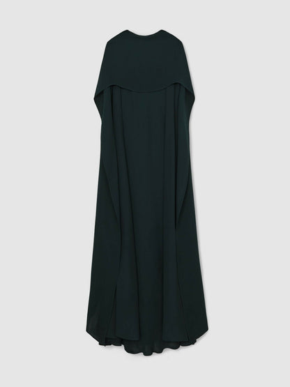 Reiss Crepe Cape Maxi Dress in Teal Green