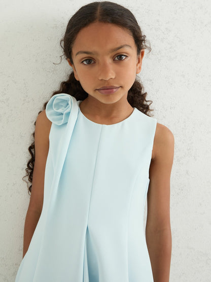 Reiss 4-9 yrs Flower-Detail Fit-And-Flare Dress in Blue