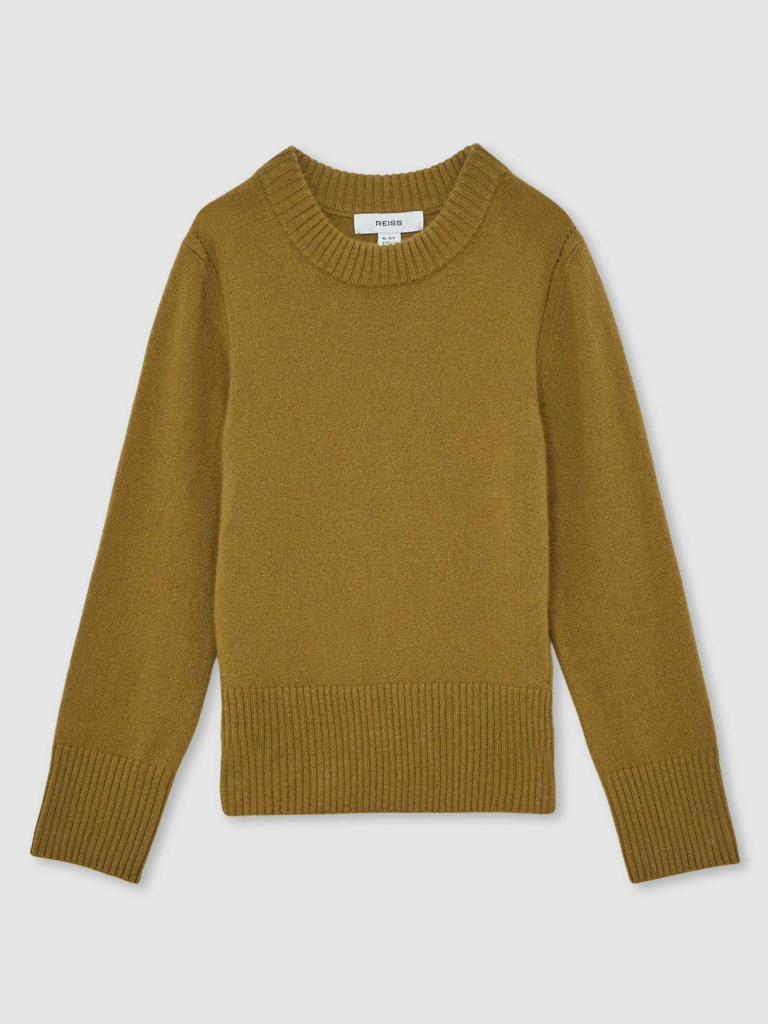 Reiss 9-13 yrs Wool-Blend Open-Stitch Jumper with Cashmere in Khaki Green