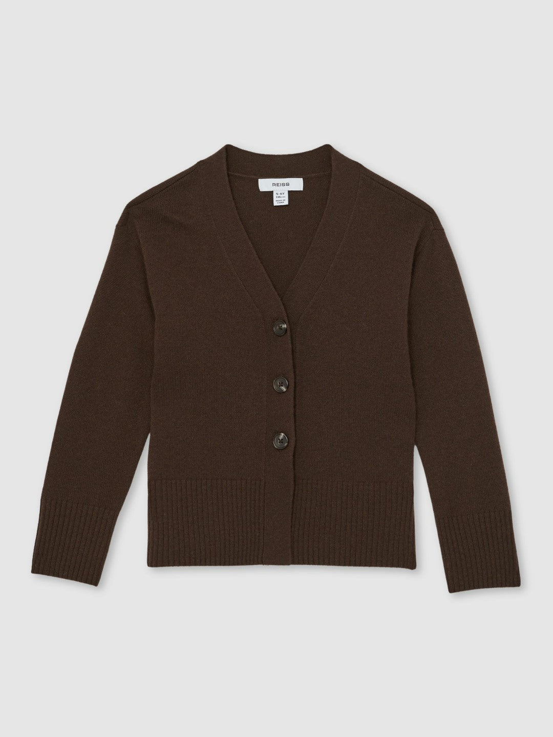 Reiss 13-14 yrs Wool-Blend Fitted Cardigan With Cashmere in Brown