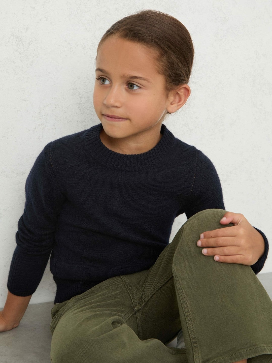 Reiss 9-13 yrs Wool-Blend Open-Stitch Jumper with Cashmere in Navy