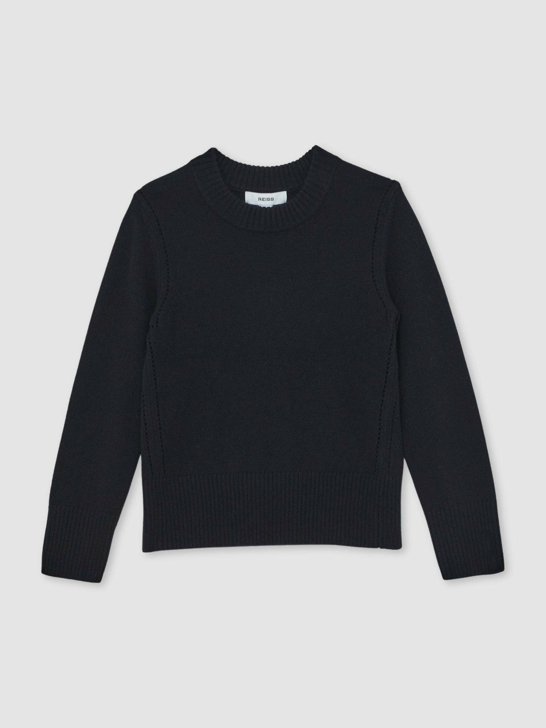 Reiss 9-13 yrs Wool-Blend Open-Stitch Jumper with Cashmere in Navy