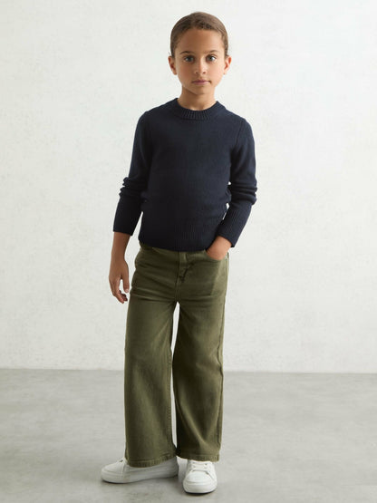 Reiss 9-13 yrs Wool-Blend Open-Stitch Jumper with Cashmere in Navy