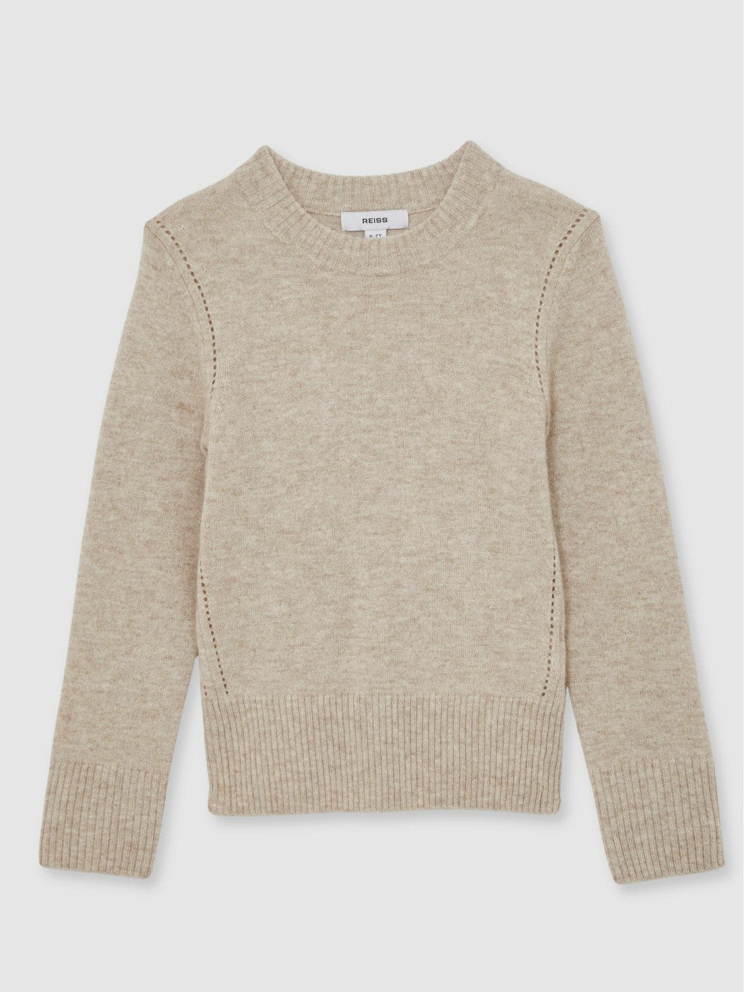 Reiss 3-9 yrs Wool-Blend Open-Stitch Jumper with Cashmere in Oatmeal