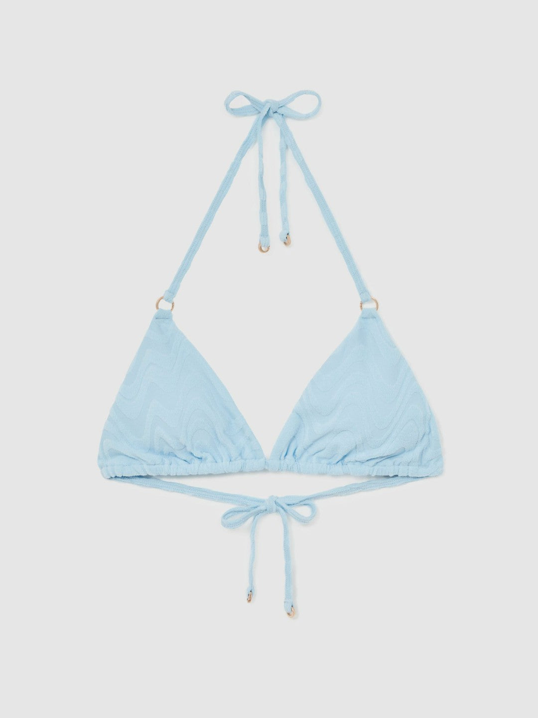 Reiss Textured Wave Triangle Bikini Top in Blue