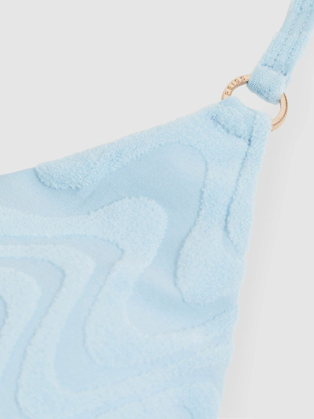 Reiss Textured Wave Triangle Bikini Top in Blue