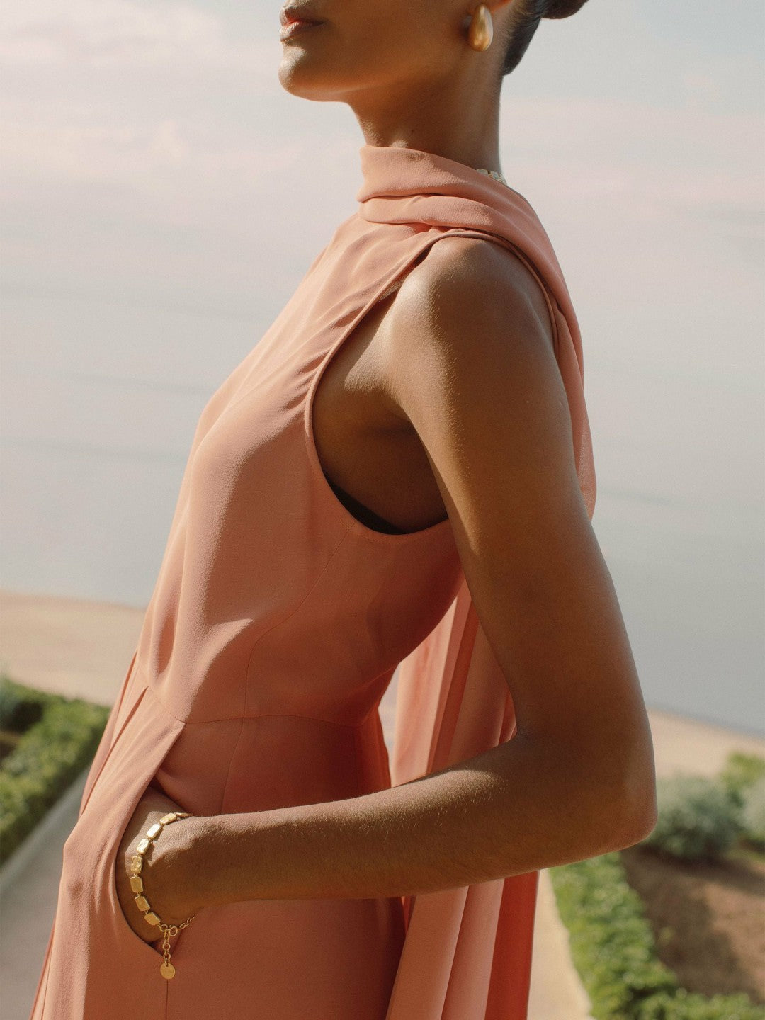 Reiss Wide-Leg Cape Jumpsuit in Pink