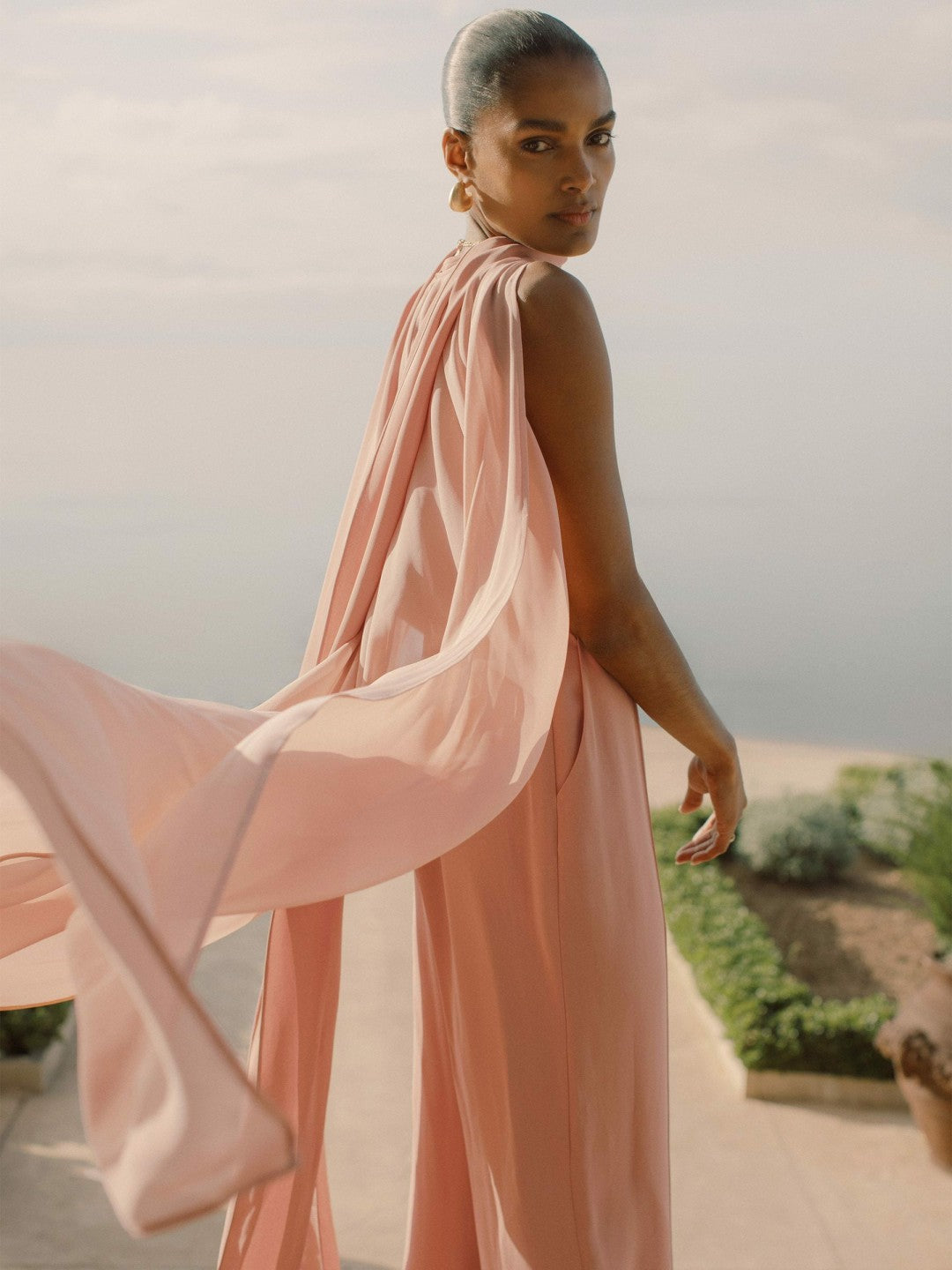 Reiss Wide-Leg Cape Jumpsuit in Pink