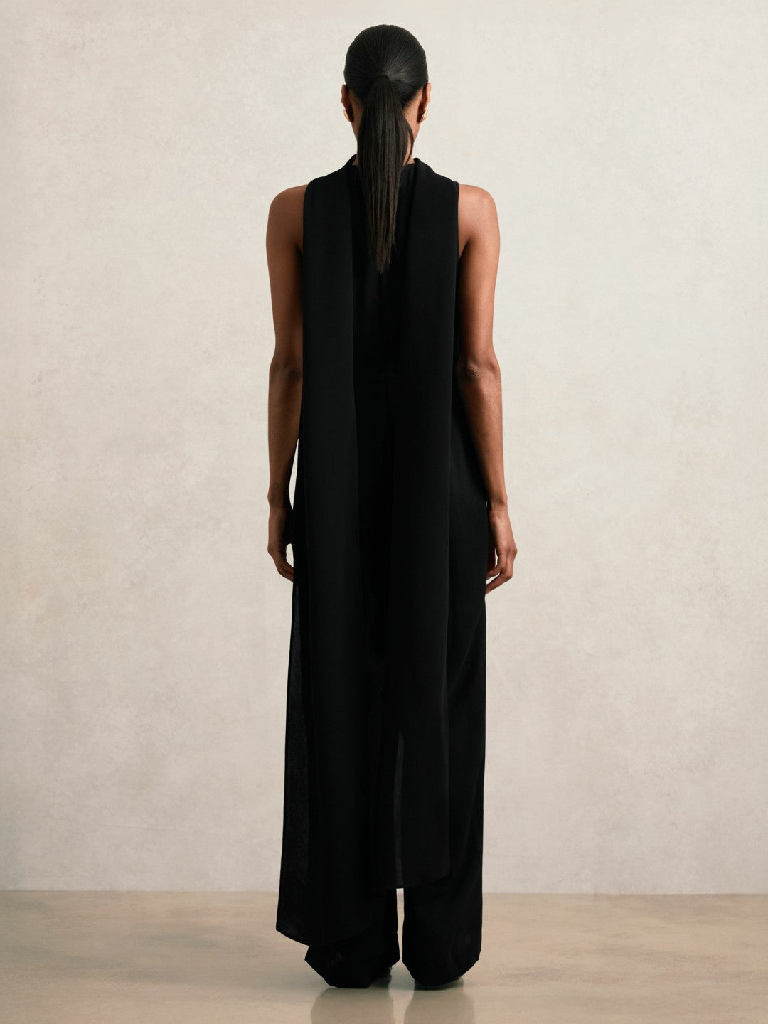 Reiss Wide-Leg Cape Jumpsuit in Black