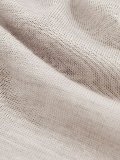 Reiss Merino Wool Open-Collar Polo Shirt in Wicker Brown Melange