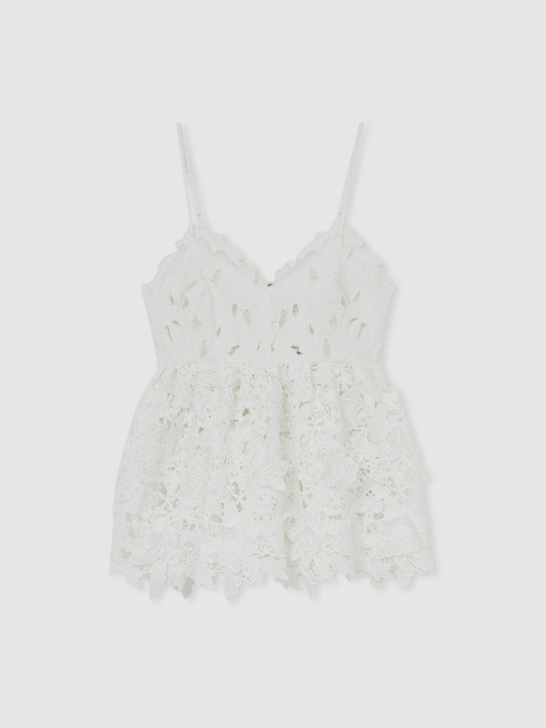 Reiss Cotton Cut Out Lace Cami Top in Ivory