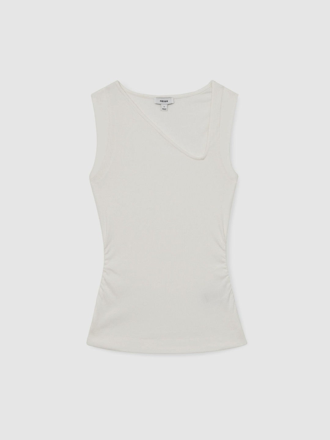 Reiss Stretch-Cotton Ribbed Asymmetric Vest in White