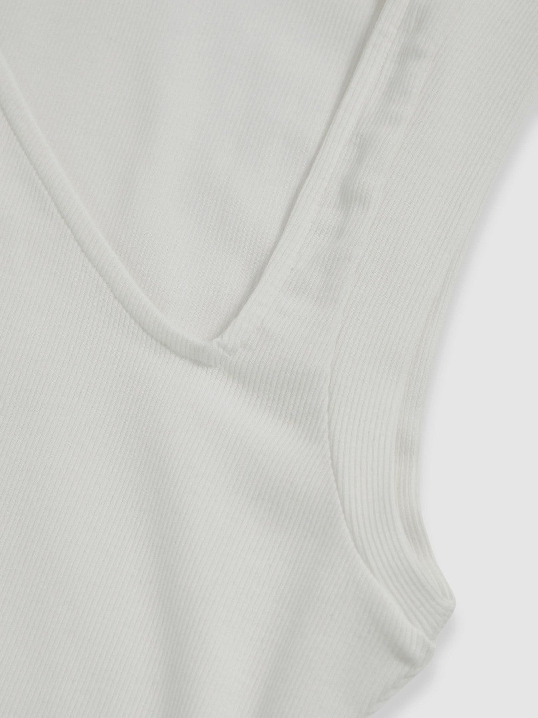 Reiss Stretch-Cotton Ribbed Asymmetric Vest in White