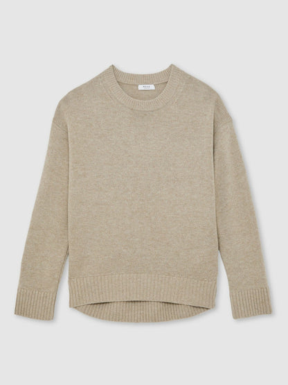 Reiss Wool-Cashmere Crew-Neck Jumper in Stone
