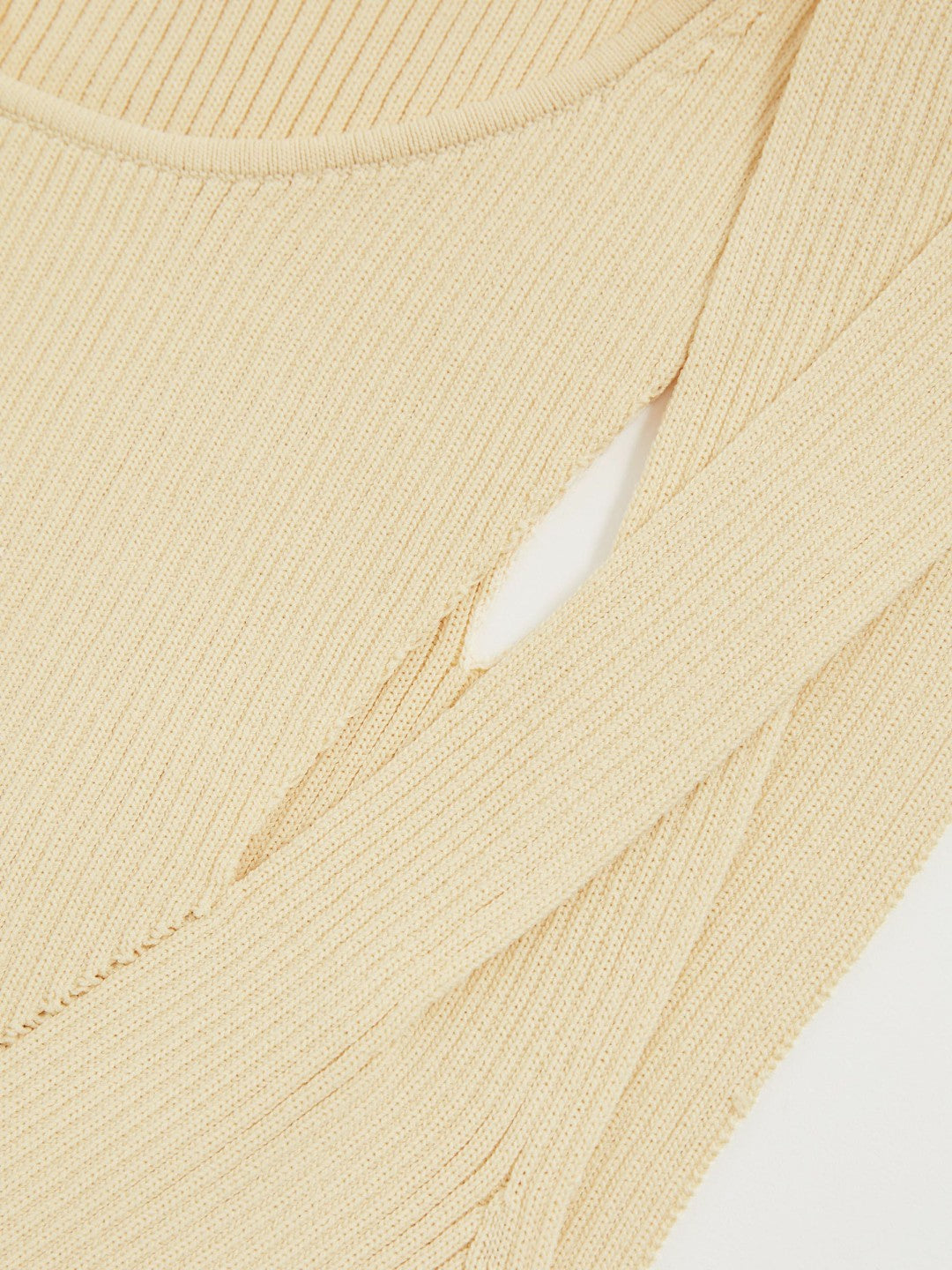 Reiss Cut-Out Rib-Knit Vest in Cream