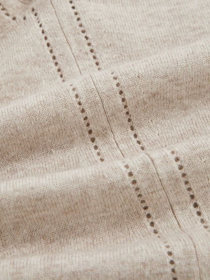 Reiss Wool-Blend Open-Stitch Jumper with Cashmere in Oatmeal Neutral