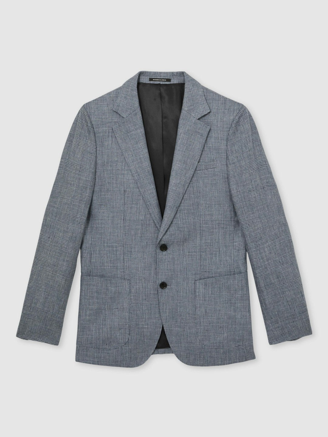 Reiss Slim Fit Single Breasted Linen Check Suit Blazer in Soft Blue