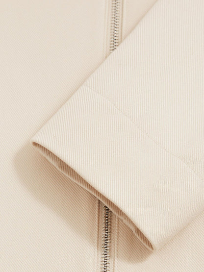 Reiss Lyocell-Cotton Zip-Through Twill Jacket in Ecru
