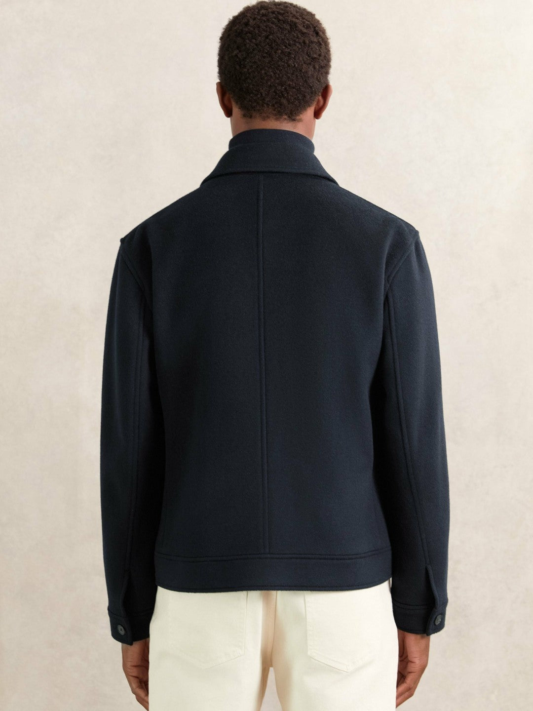 Reiss Wool Blend Twin Pocket Zipped Jacket in Navy