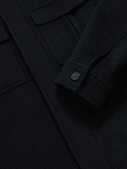 Reiss Wool Blend Twin Pocket Zipped Jacket in Navy