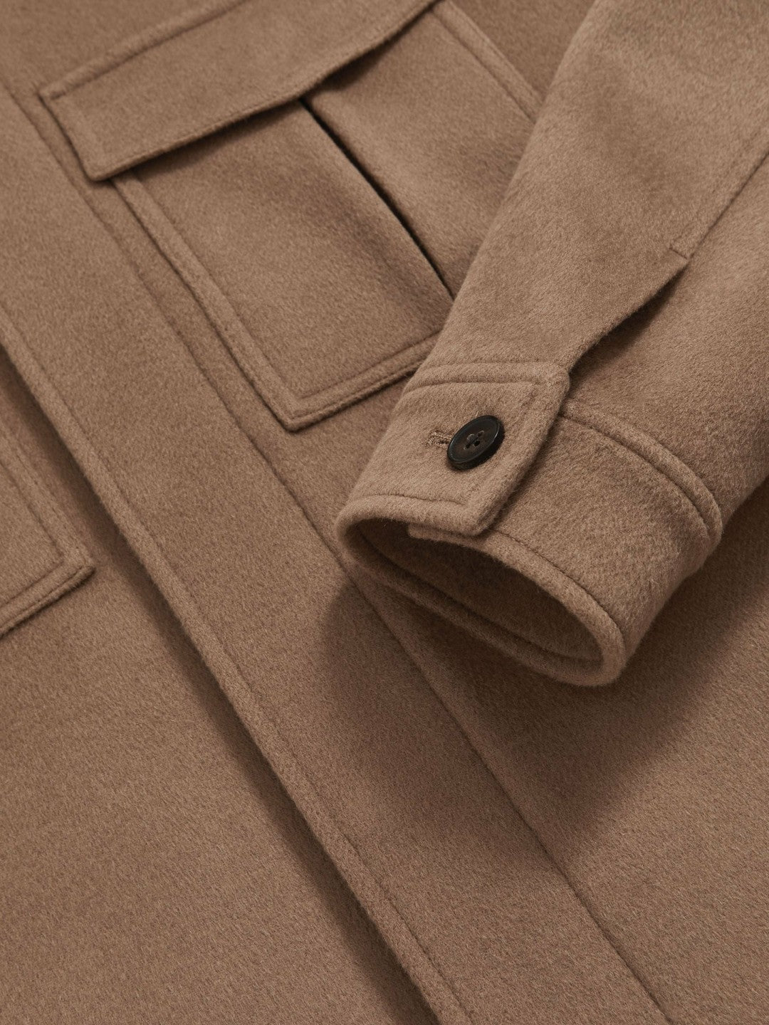 Reiss Wool Blend Twin Pocket Zipped Jacket in Dark Brown