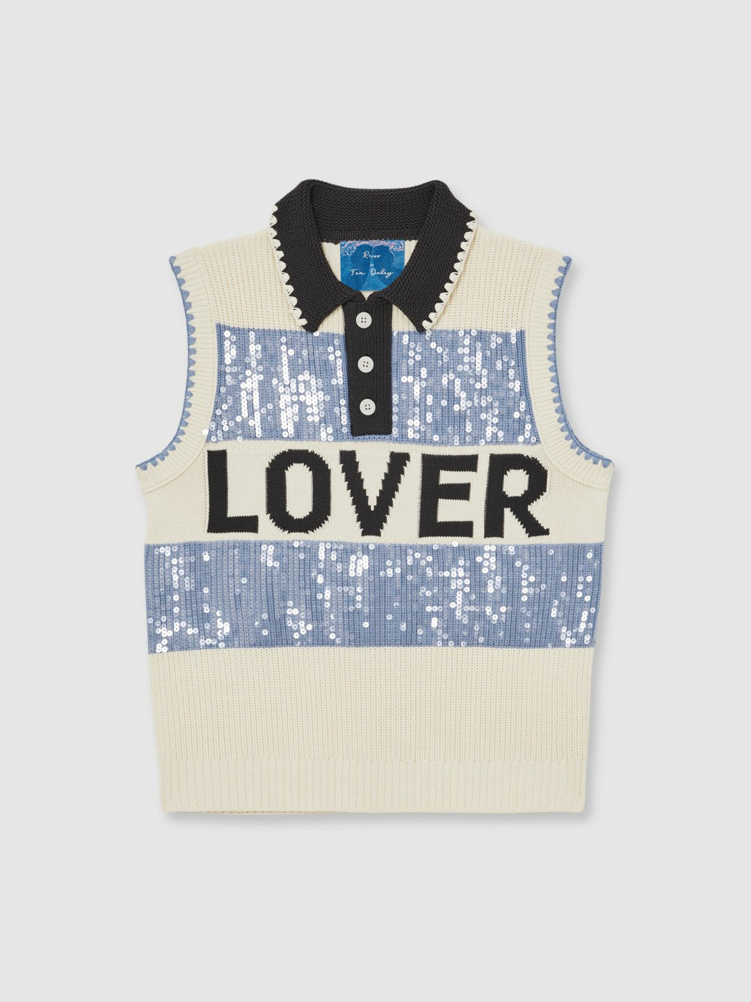 Reiss | Tom Daley Stripe Polo Vest in Soft Blue