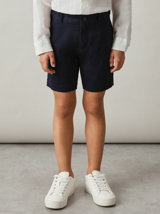 Reiss 9-13 yrs Cotton Chino Shorts with Stretch in Navy