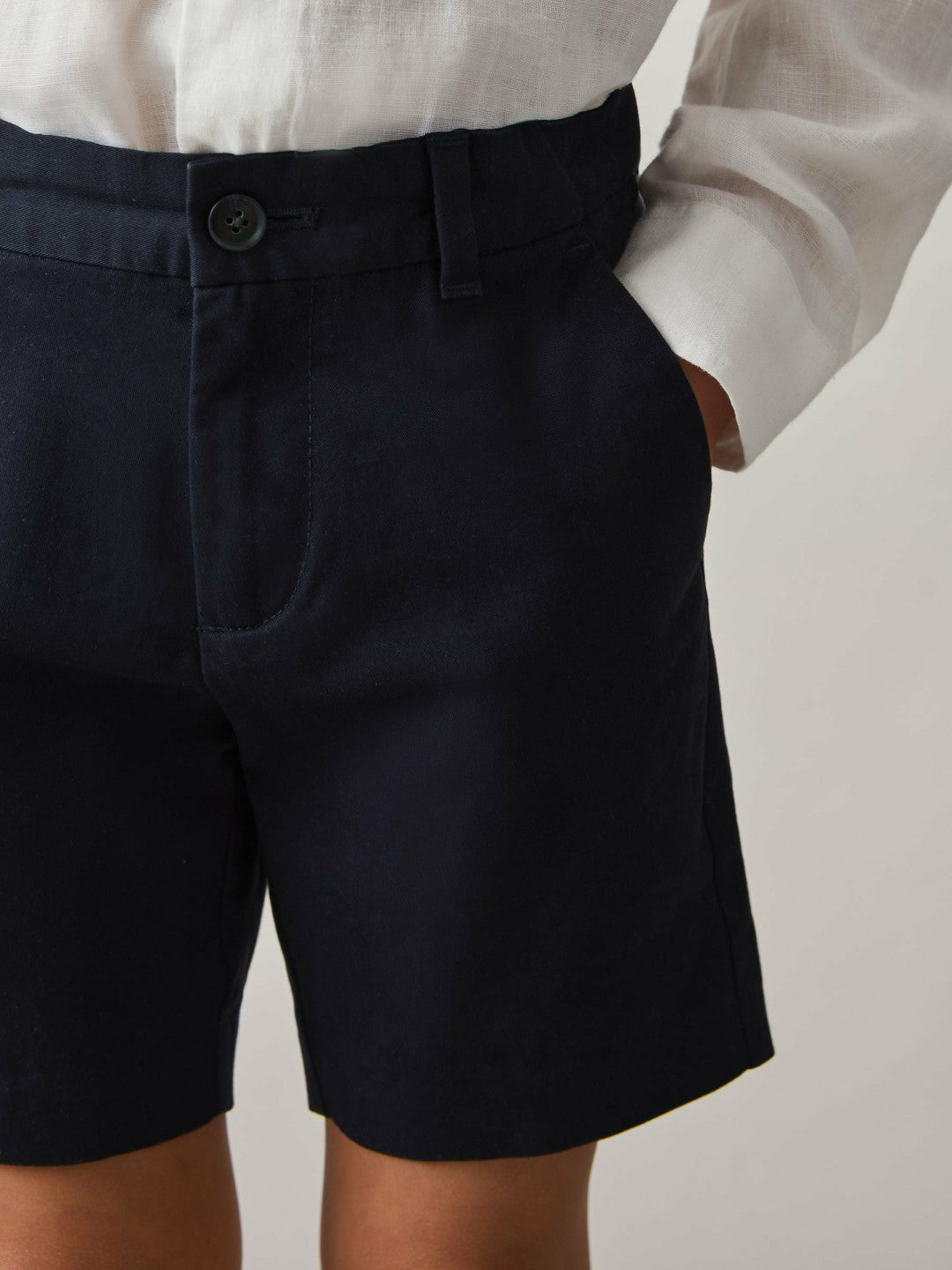 Reiss 9-13 yrs Cotton Chino Shorts with Stretch in Navy