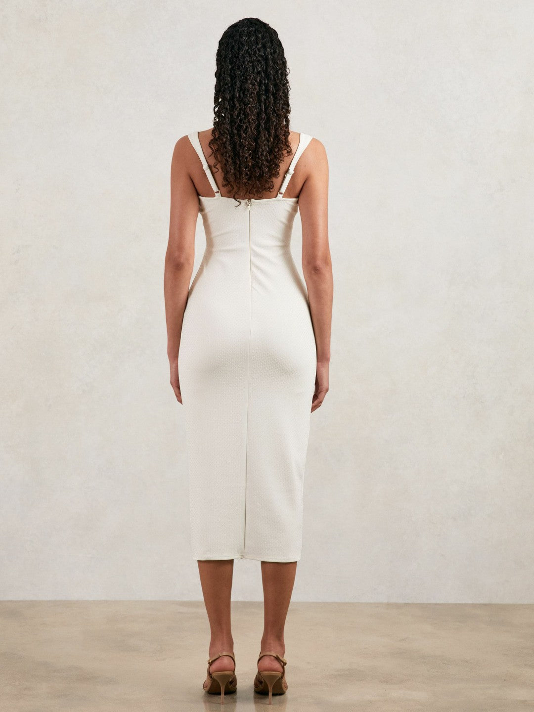 Reiss Good American Scuba Crystal Midi Dress in White