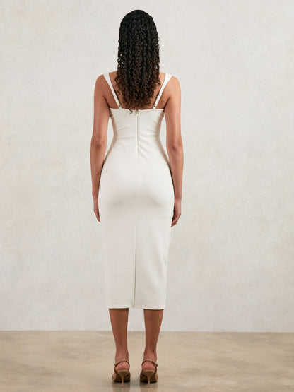Reiss Good American Scuba Crystal Midi Dress in White