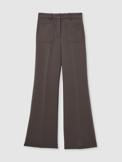 Reiss Petite Twill Patch-Pocket Flared Trousers in Mauve Neutral