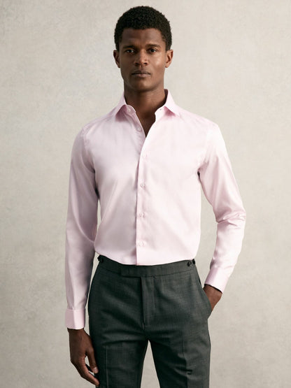 Reiss Slim Fit Slim-Fit Cotton-Sateen Shirt in Pink