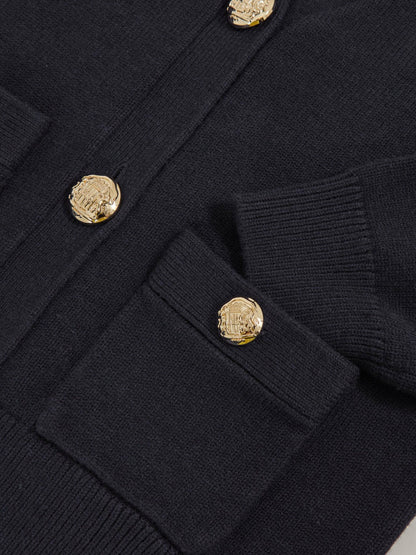 Reiss 13-14 yrs Knitted Embossed-Button Cardigan in Navy
