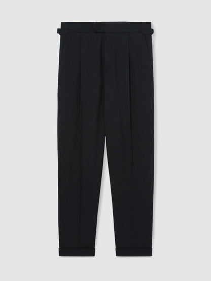 Reiss Regular Fit Herringbone Trousers With Cotton in Navy