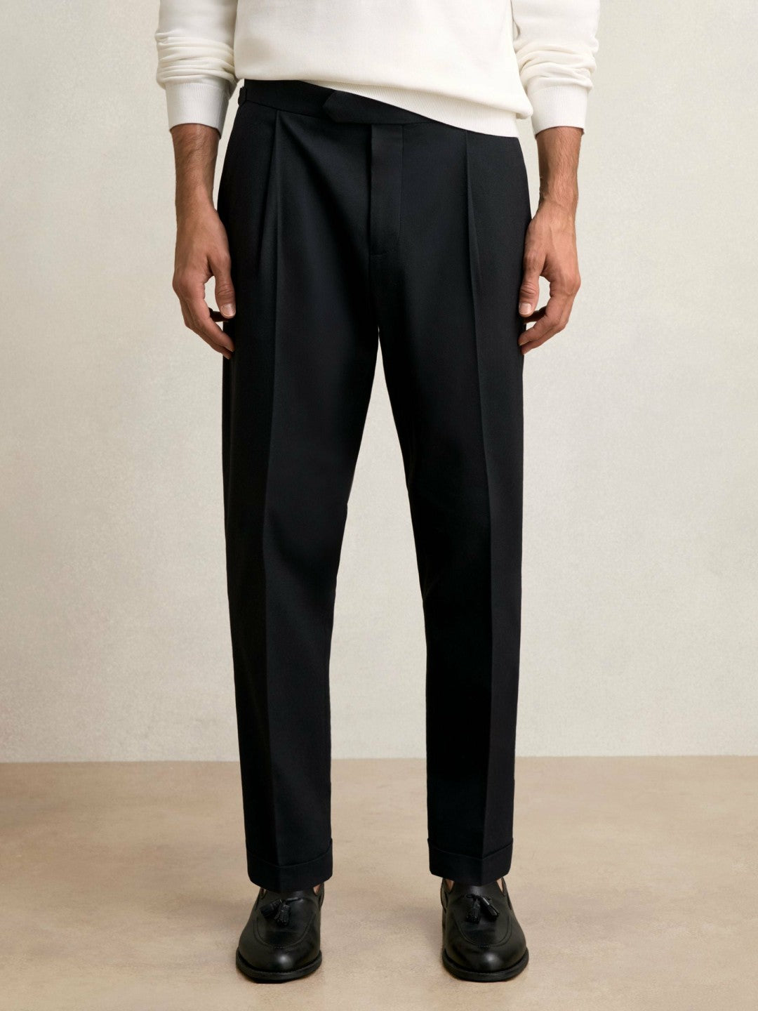 Reiss Regular Fit Herringbone Trousers With Cotton in Navy