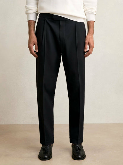 Reiss Regular Fit Herringbone Trousers With Cotton in Navy