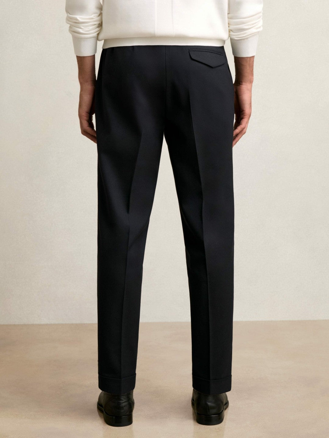 Reiss Regular Fit Herringbone Trousers With Cotton in Navy