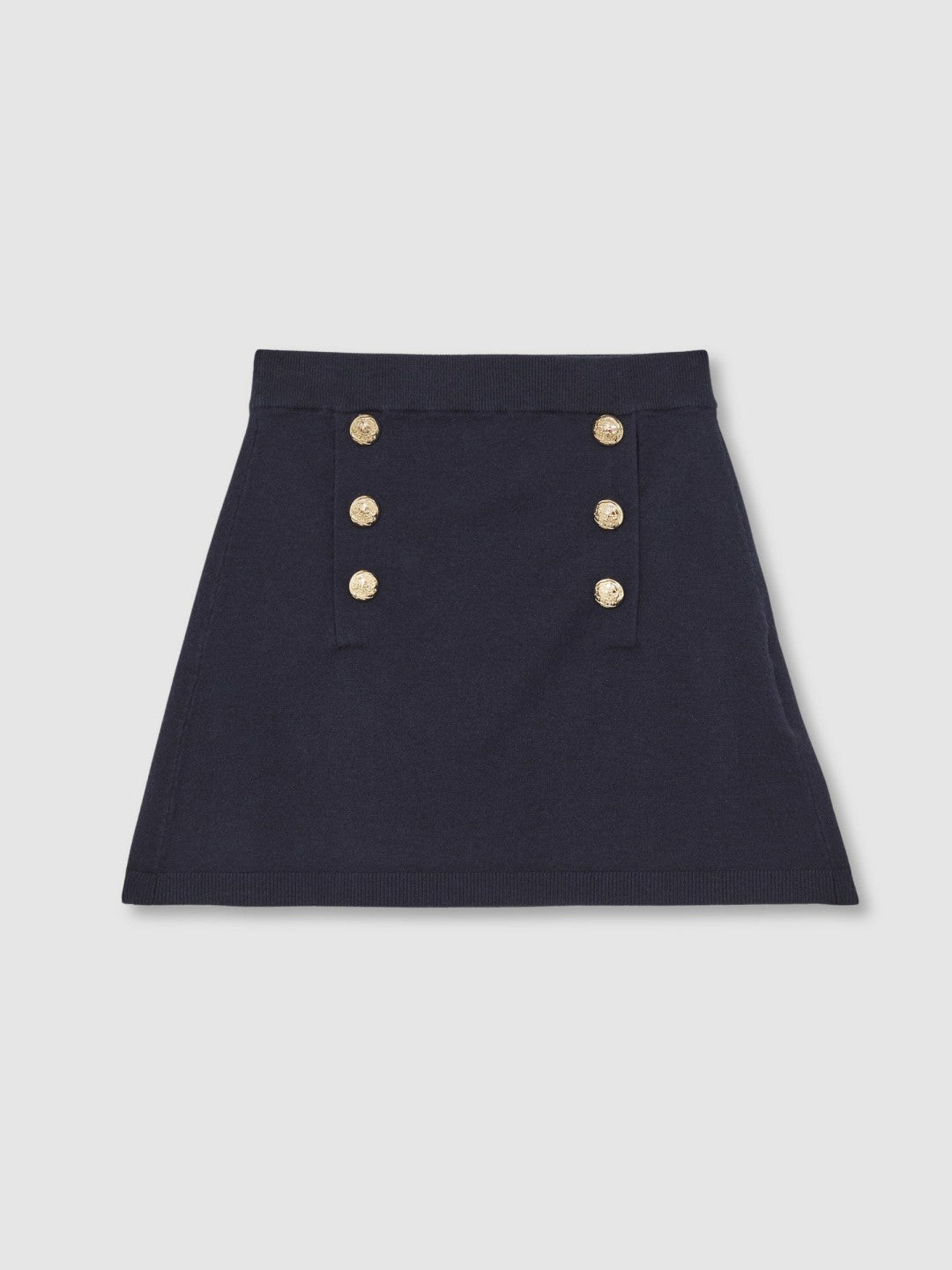 Reiss 3-9 yrs Knitted Button-Detail A-Line Skirt in Navy