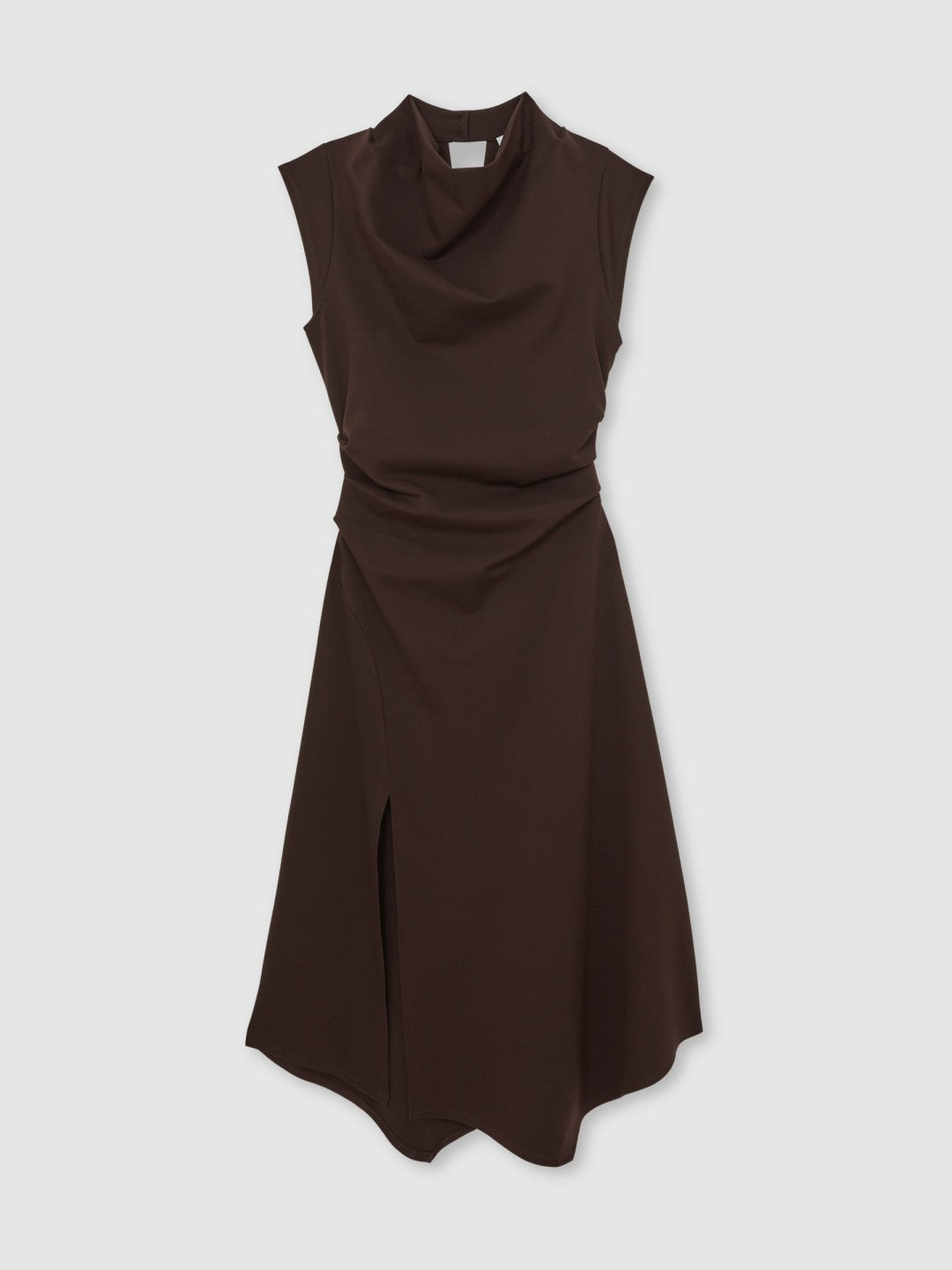Reiss Twill-Jersey Draped Midi Dress in Burgundy