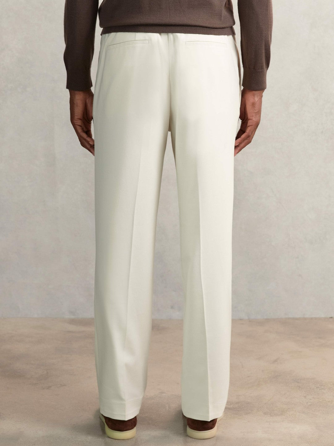 Reiss Relaxed-Fit Twill Drawstring Trousers in Ecru