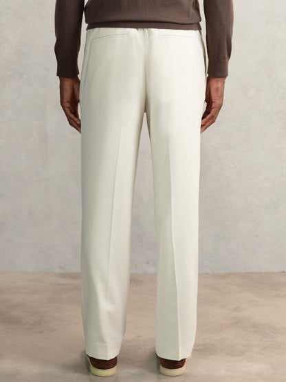Reiss Relaxed-Fit Twill Drawstring Trousers in Ecru