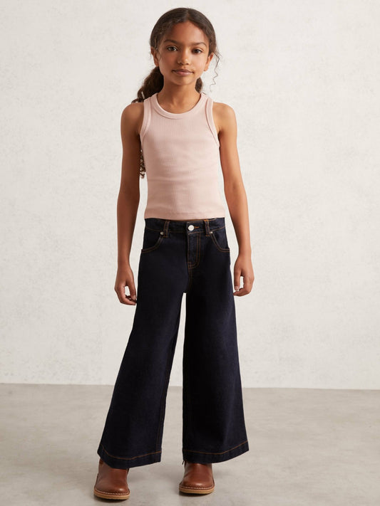 Reiss 3-9 yrs Stretch-Cotton Ribbed Vest in Pink