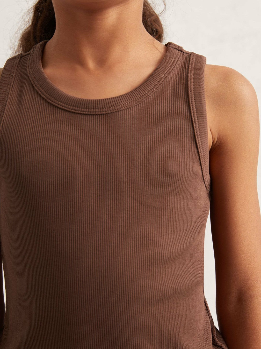 Reiss 3-9 yrs Stretch-Cotton Ribbed Vest in Chocolate